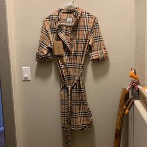Burberry dress with tie waist. This is a real Burberry dress. Made in Thailand.
